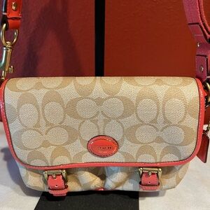 Coach Beige and Coral Crossbody Bag